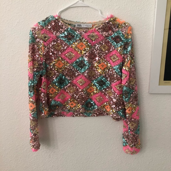 multi coloured sequin top